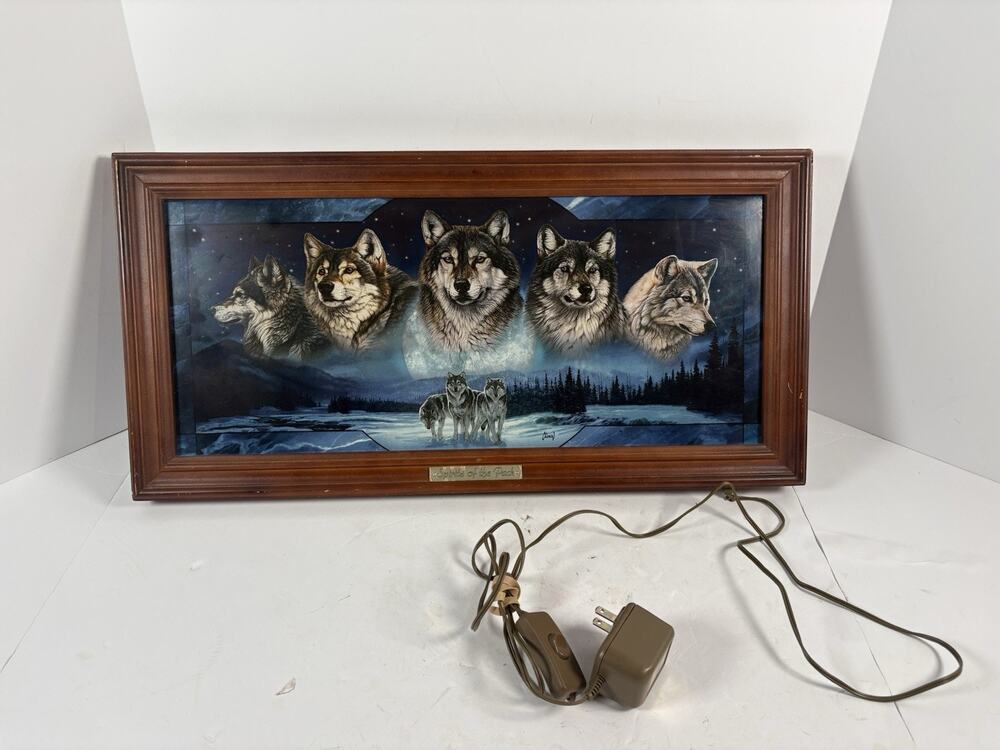 Bradford Exchange Spirits of the Pack Al Agnew Wolves Lighted Wall Art 2004